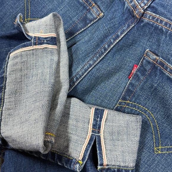 LEVIS 701 Big E Selvedge Denim Jeans Womens Size 28 LVC Rivets Capri 098 - Picture 5 of 16
